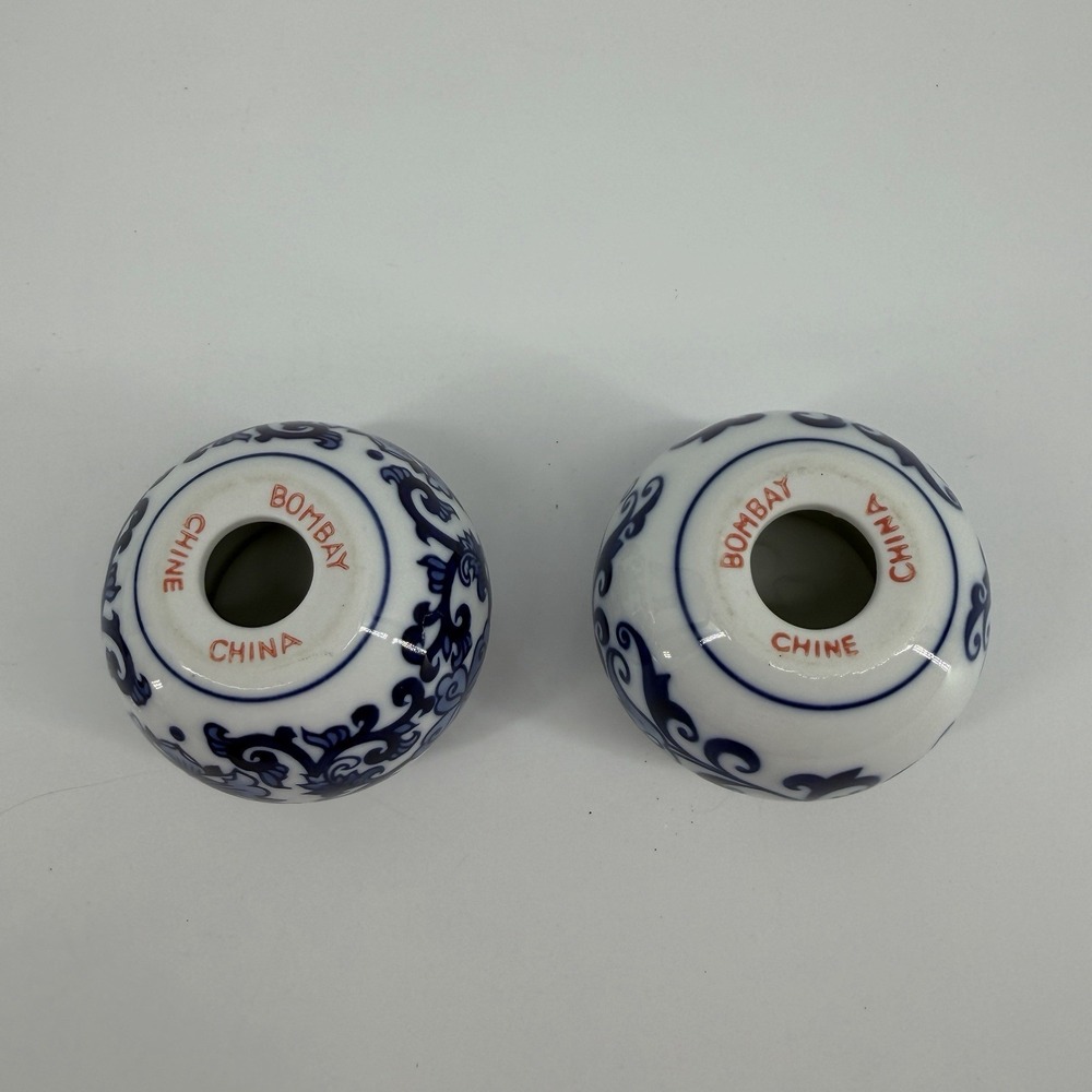 2 Bombay Blue & White Chinese Chinoiserie Tealight Candle Holders 3" Round - Picture 3 of 6